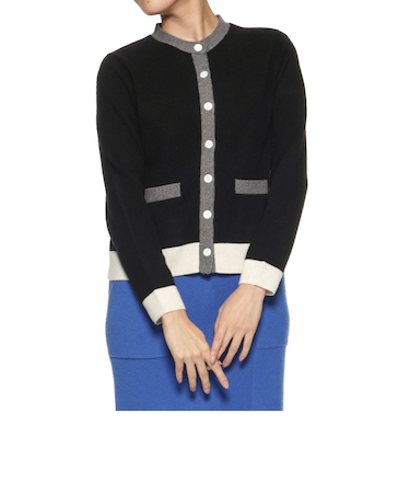 カシミヤ バイカラーニットカーディガン