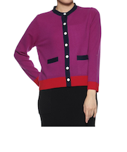 カシミヤ バイカラーニットカーディガン