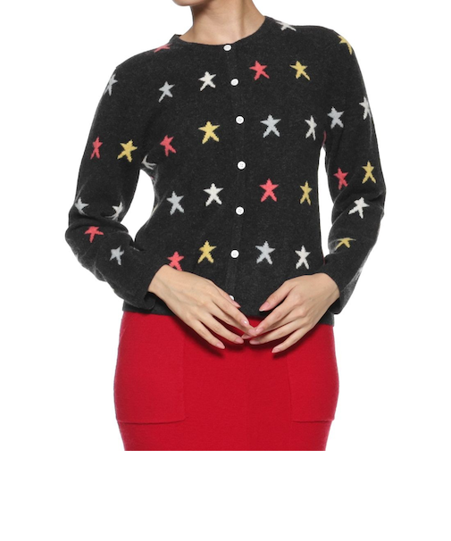カシミヤ スター柄ニットカーディガン