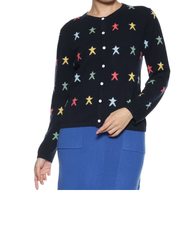 カシミヤ スター柄ニットカーディガン