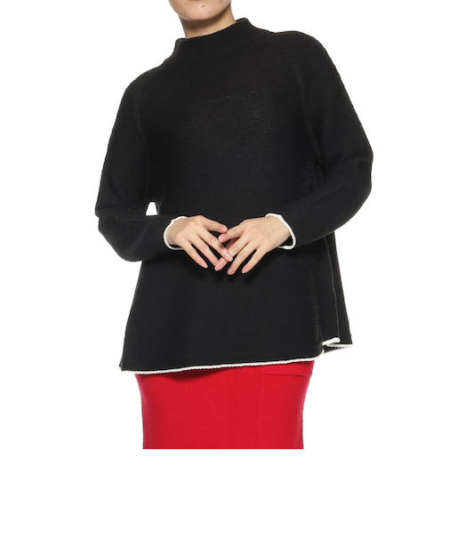 バイカラーライン ボトルネックニットプルオーバー