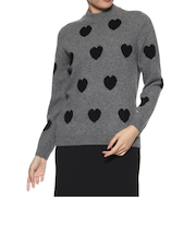 カシミヤ ハート柄ニットプルオーバー