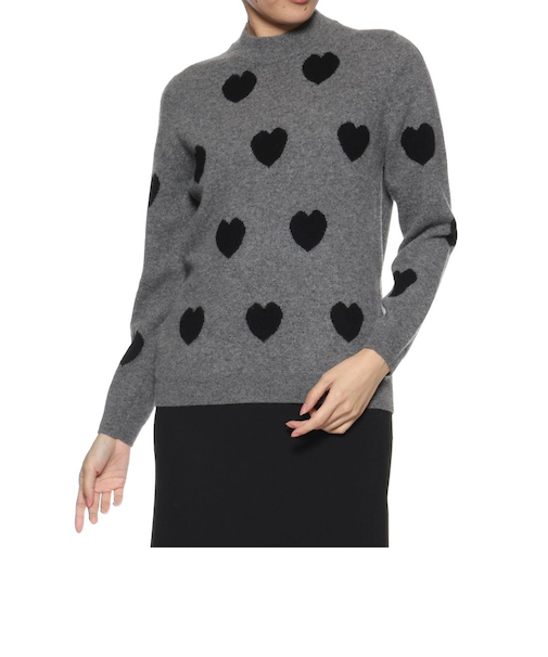 カシミヤ ハート柄ニットプルオーバー