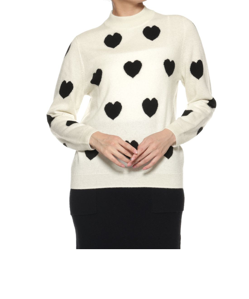 カシミヤ ハート柄ニットプルオーバー