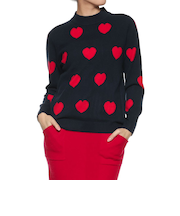 カシミヤ ハート柄ニットプルオーバー
