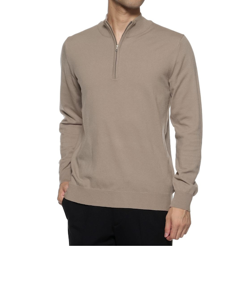 ウォッシャブル ハーフジップニットプルオーバー