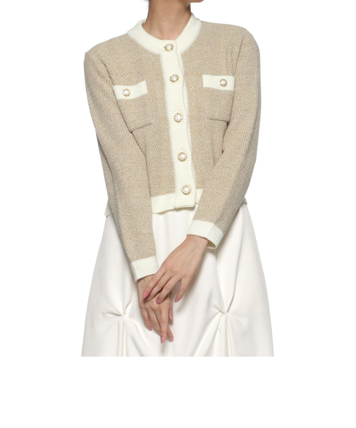 バイカラー ニットカーディガン