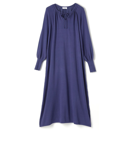 ウォッシャブル バルーンスリーブ ニットドレス