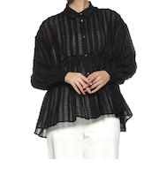 ウォッシャブル フレアシャギー素材ギャザーブラウス