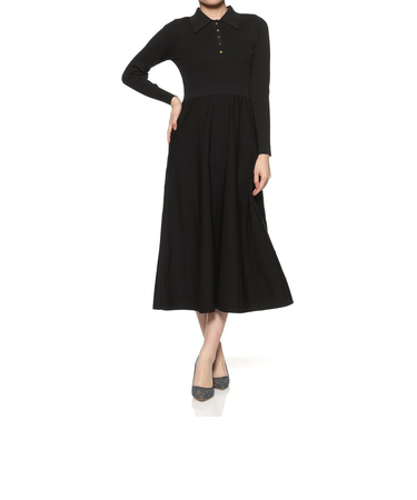 襟付きニットドレス