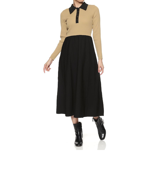 襟付きニットドレス