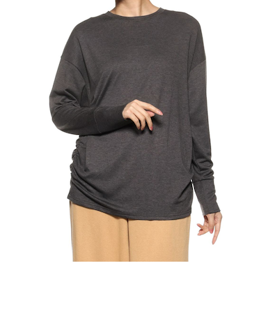 ウォッシャブル サイドギャザーカットソー