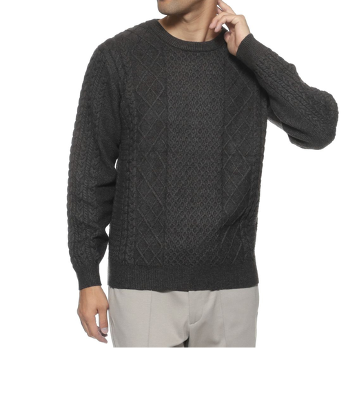 ウォッシャブル ケーブル編みニットプルオーバー