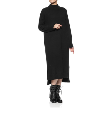 カシミヤ素材モックネックニットドレス