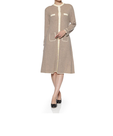 ウールカシミヤ素材 バイカラーニットドレス