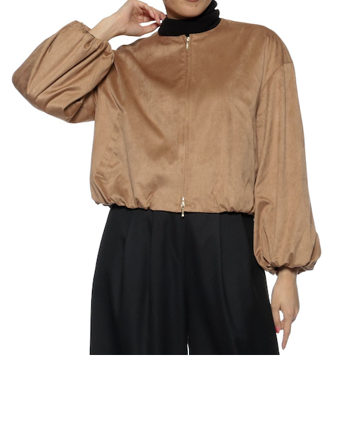 フェイクスエード素材 ジップアップブルゾン