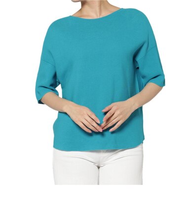 コットン素材 ハーフスリーブ ボートネックニットプルオーバー