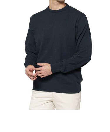 コットンアクリル素材クルーネックニットプルオーバー