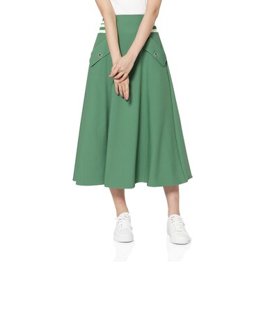 ウォッシャブル サイドボーダーフレアスカート