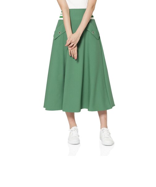 ウォッシャブル サイドボーダーフレアスカート