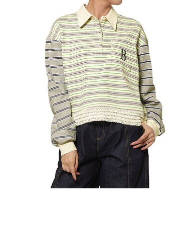 ウォッシャブル マルチボーダー柄ポロシャツ