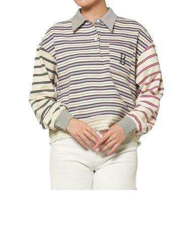 ウォッシャブル マルチボーダー柄ポロシャツ