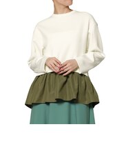 ウォッシャブル 異素材コンビネーション フレアヘムプルオーバー