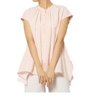 ウォッシャブル フレンチスリーブ タックシャツ