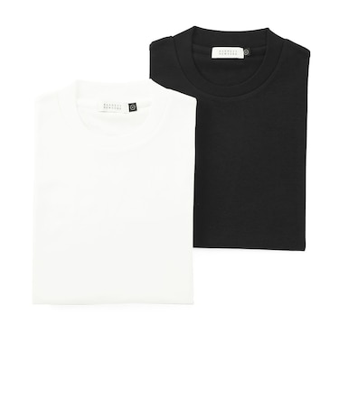 スロープネックTシャツ（白黒2枚組）