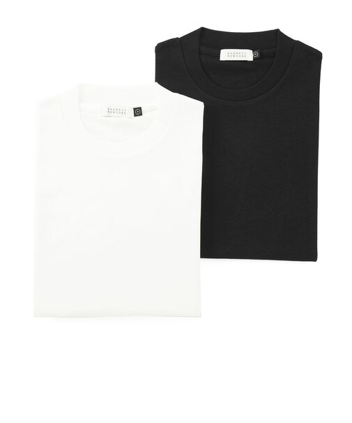 スロープネックTシャツ（白黒2枚組）