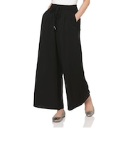 ウォッシャブル サイドタック入り ドローストリングワイドパンツ
