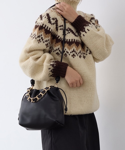 TOPKAPI COULEUR チェーン ハンドル 巾着 ショルダー バッグ TOPKAPI COULEUR】チェーン ハンドル 巾着 ショルダー バッグ