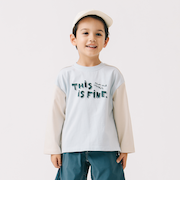バイカラー プリント ロングスリーブ Tシャツ（100～140cm）