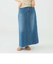 綿麻 デニム スカート（S～M）