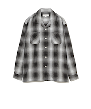 ポリエステル チェック オープンカラー シャツ