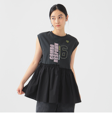 パッツワーク ロゴ フリル Tシャツ