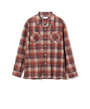 プリント オンブレチェック オープンカラーシャツ