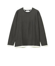 フェイクレイヤード ワッフル クルーネック Tシャツ