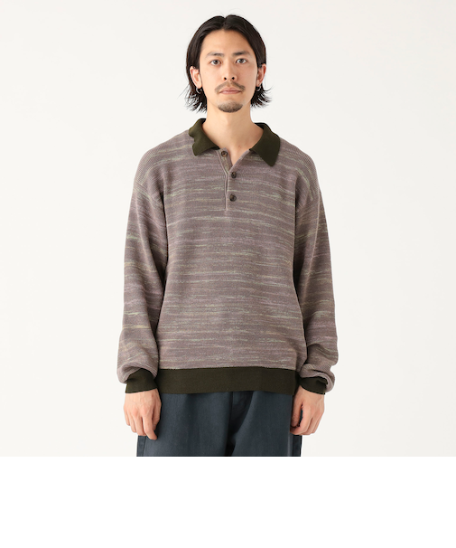 12ゲージ グラデーション ニット ポロ