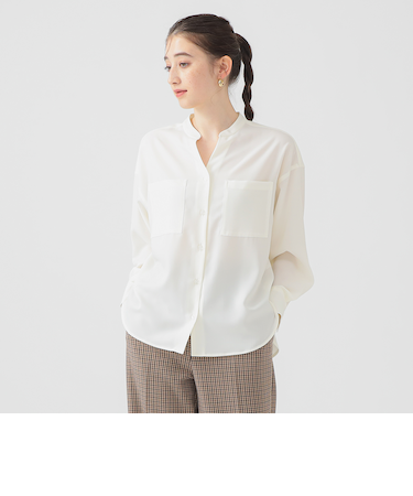 【洗える】ドレープ シャツ ブラウス（S～M）