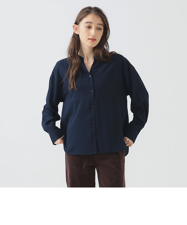 【洗える】ドレープ シャツ ブラウス(S~M)