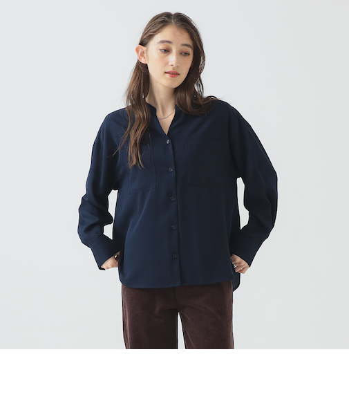 【洗える】ドレープ シャツ ブラウス(S~M)