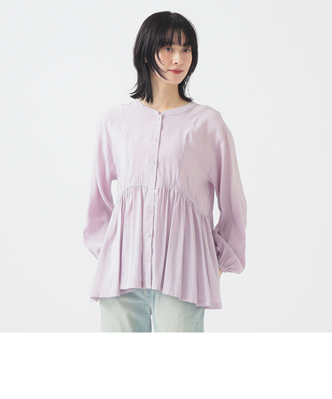 【洗える】ウエスト ギャザー ブラウス（S～M）
