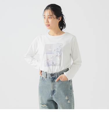 プリント ロングスリーブ Tシャツ