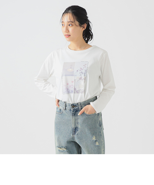 プリント ロングスリーブ Tシャツ