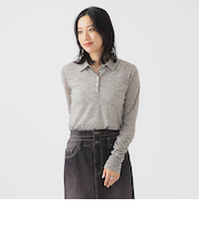 シアー ポロ ロングスリーブ Tシャツ