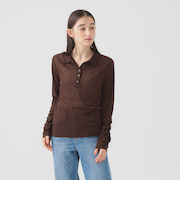 シアー ポロ ロングスリーブ Tシャツ