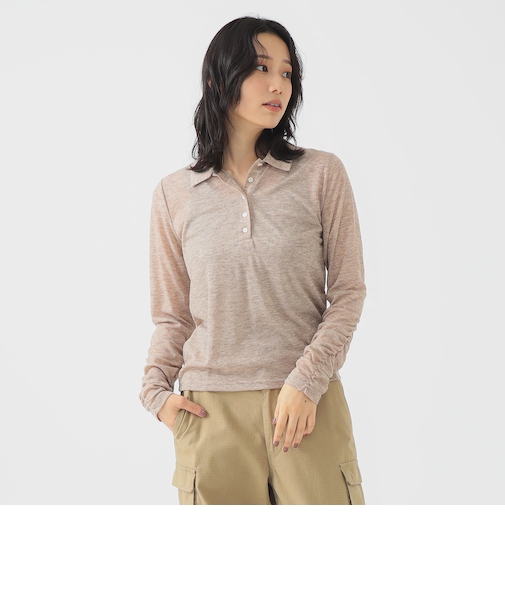 シアー ポロ ロングスリーブ Tシャツ
