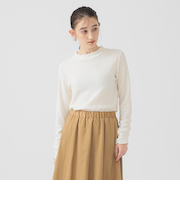 カット ジャカード ハイネック トップス