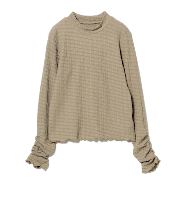 カット ジャカード ハイネック トップス